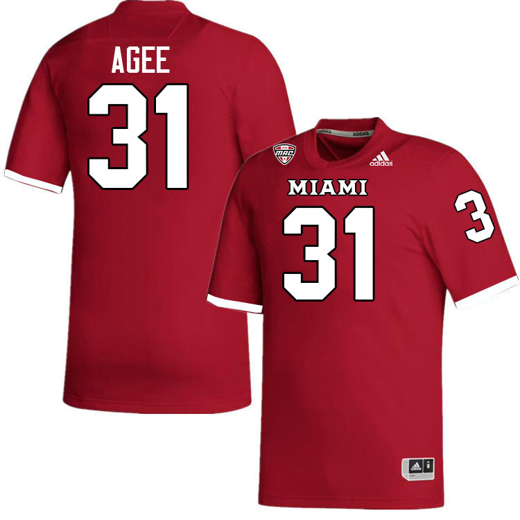 Miami University Redhawks #31 Jermaine Agee College Football Jerseys Stitched-Red